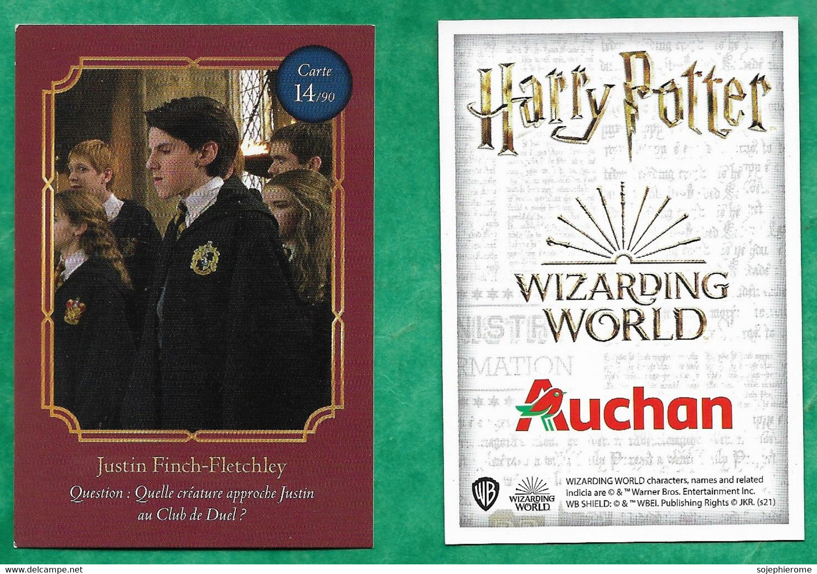 Auchan "Harry Potter Wizarding World" Justin Finch-Fletchley 14/90 - 2scans - Harry Potter