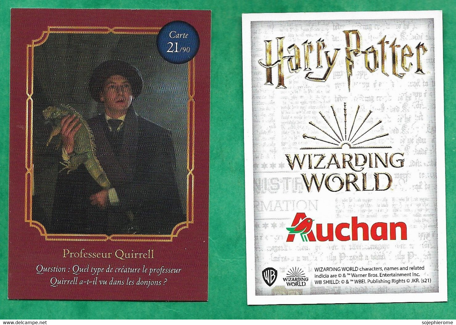 Auchan "Harry Potter Wizarding World" Professeur Quirrell 21/90 - 2scans - Harry Potter