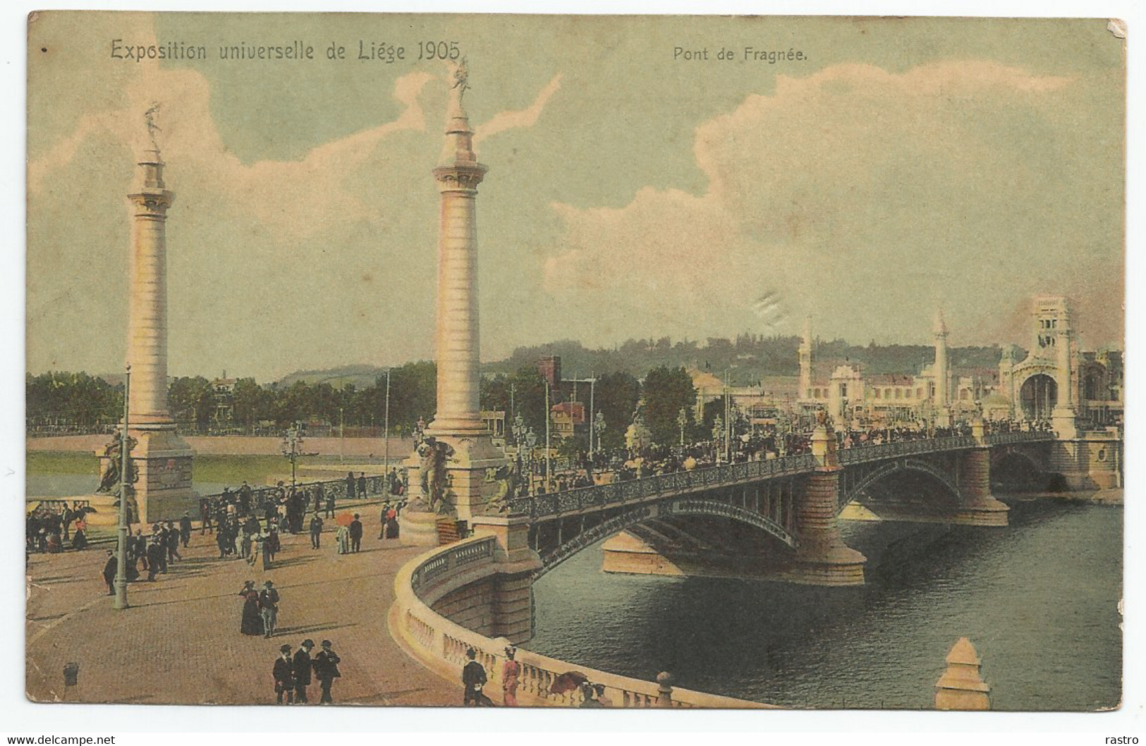 Belg. N° 56 (5c Vert) Sur Carte Off. (belle Vue Du Pont De Fragnée ! )  Vers Rumelange  (GDLux.) - 1905 – Liège (Belgium)