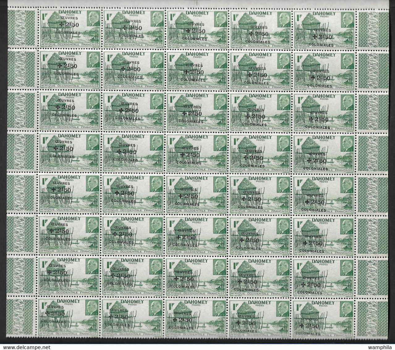 Dahomey N°154** Variété Surcharge Déplacée Oblique Sur 40 Timbres. - Otros & Sin Clasificación