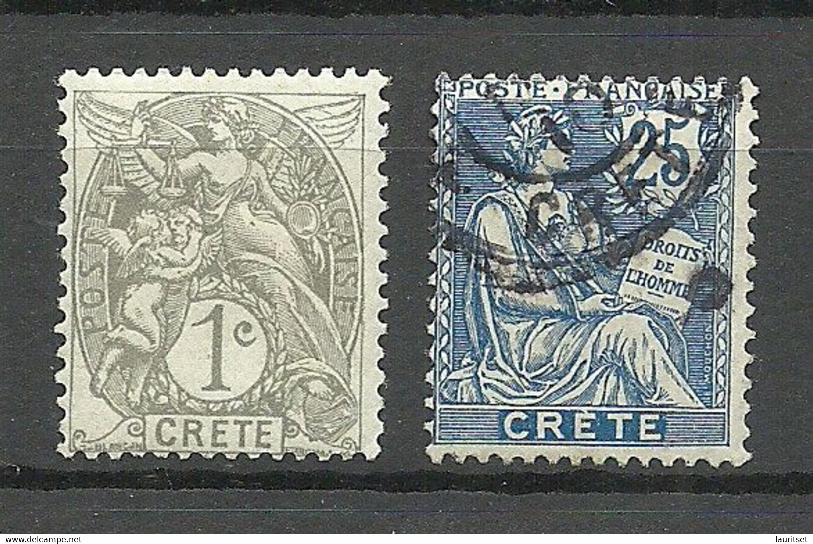 FRANCE Post In KRETA Crete 1902/1903 Michel 1 & 9 */o - Sonstige & Ohne Zuordnung