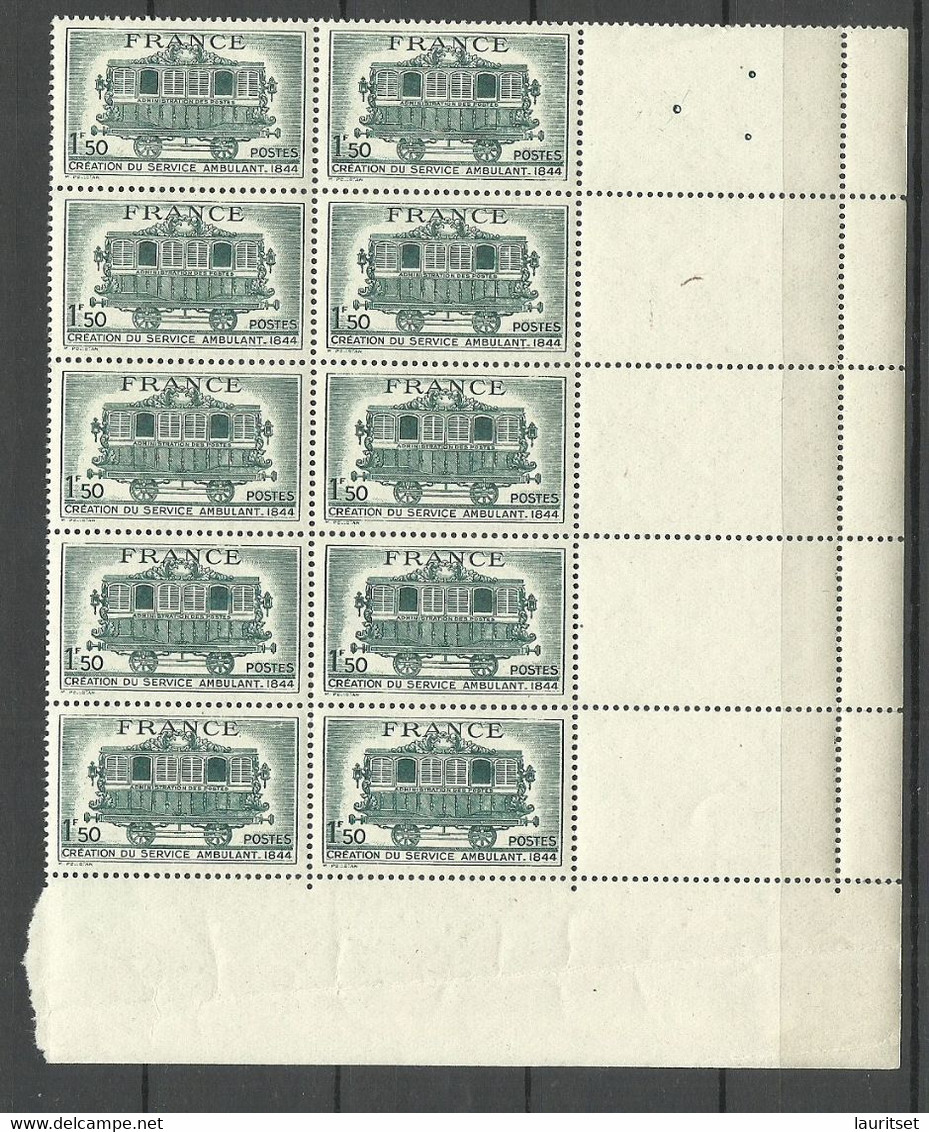 FRANCE 1944 Michel 622 As 10-block With Empty Fields MNH Bahnpostwagen - Ungebraucht