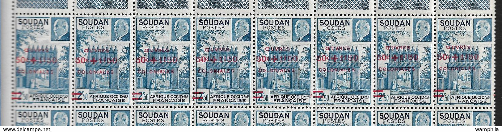 Soudan  N°133** Variété Surcharge  Déplacée Obliquement . 40 Timbres. - Otros & Sin Clasificación