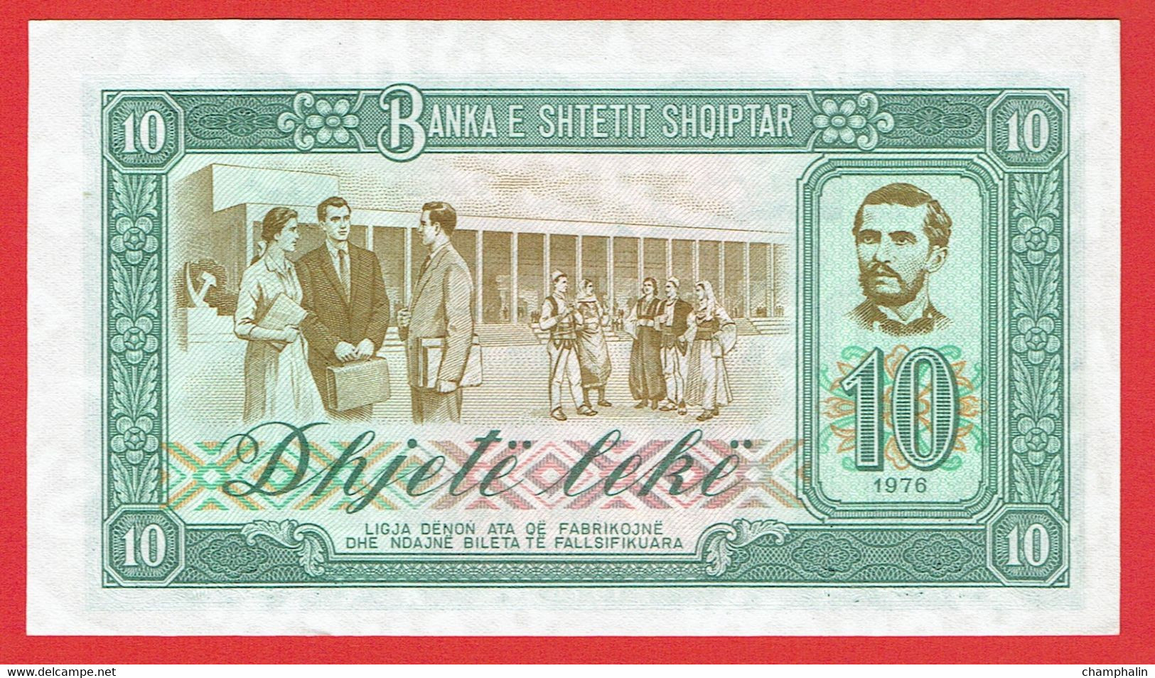 Albanie - Billet De 10 Lekë - Naim Frashëri - 1976 - P43a - Neuf - Albanie