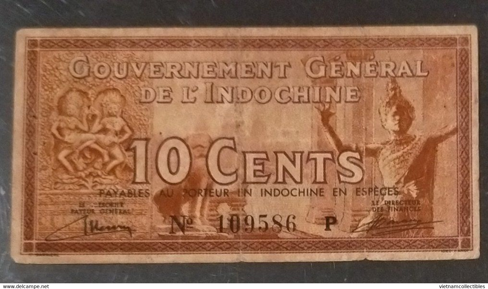 French Indochine Indochina Vietnam Viet Nam Laos Cambodia 10 Cents VF Banknote Note Billet 1939 - Pick # 85a / 02 Photos - Indochine