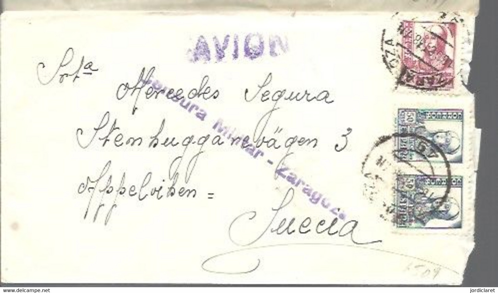 CARTA 1938  CENSURA   ZARAGOZA - Nationalists Censor Marks