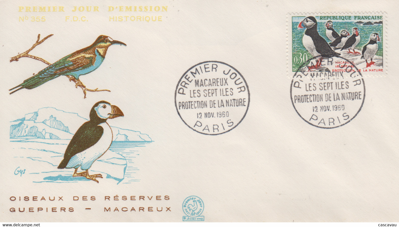 Enveloppe  FDC  1er  Jour   FRANCE   Oiseau  :  MACAREUX    1960 - 1960-1969