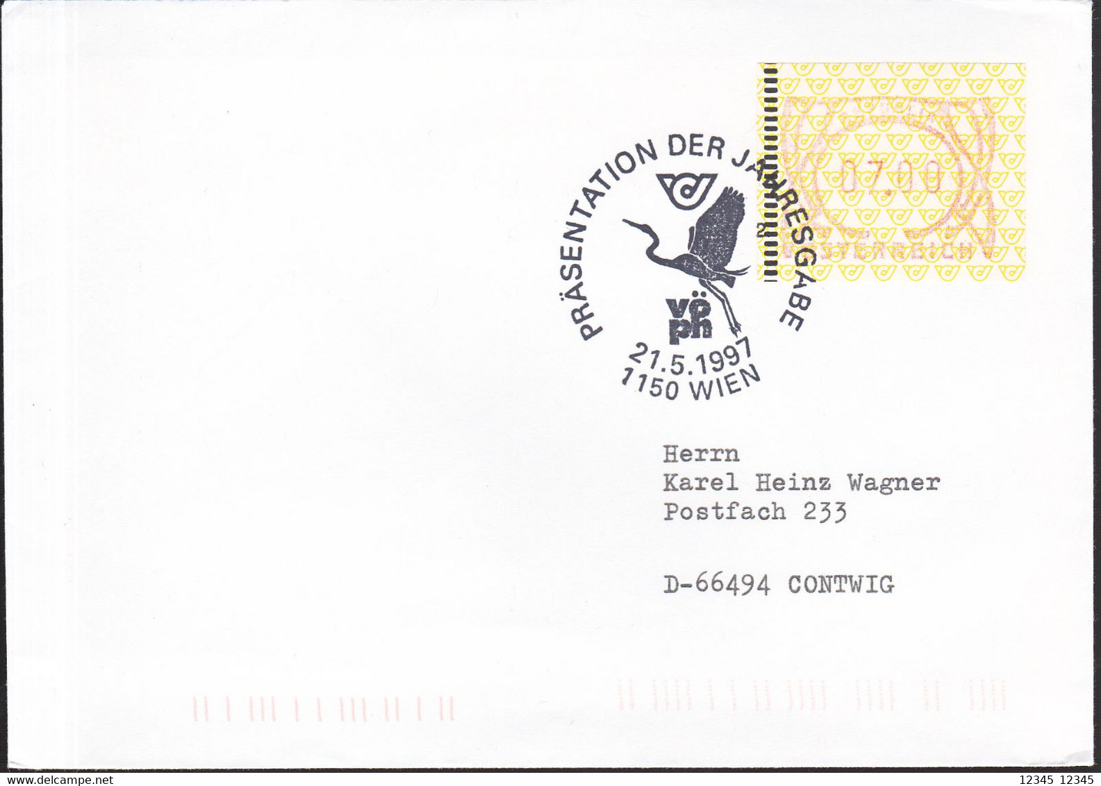 Oostenrijk 1997, Letter From Vienna To Contwig, Germany, Stamped With A Bird - Briefe U. Dokumente