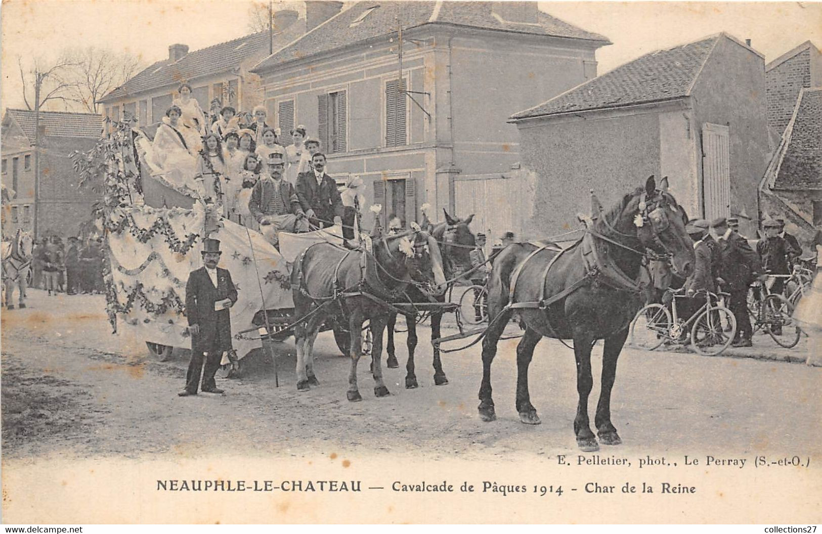 78-NEAUPHLE-LE-CHÂTEAU-CAVALCADE DE PÂQUES 1914, CHAR DE LA REINE - Neauphle Le Chateau