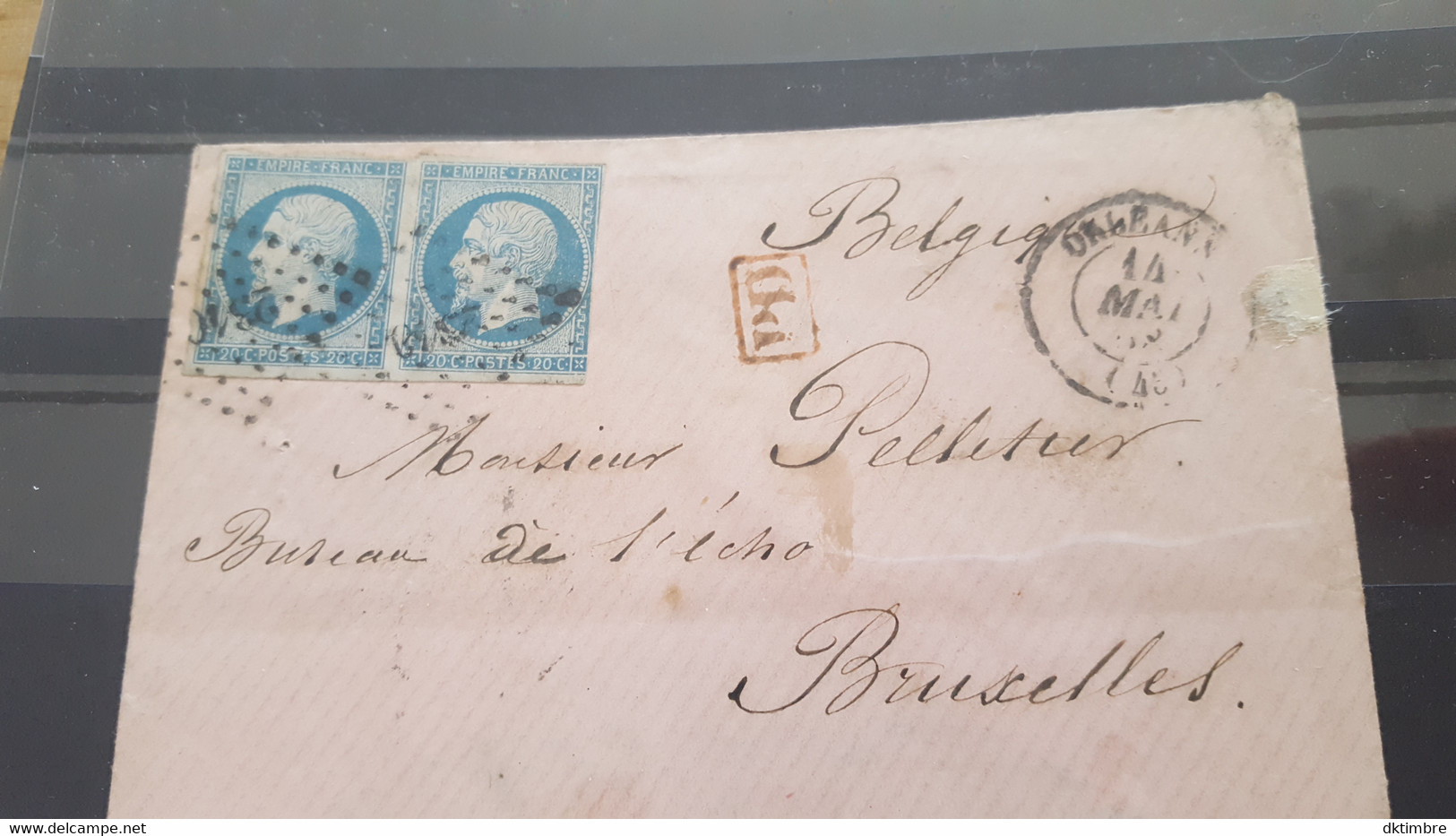 LOT561425 TIMBRE DE FRANCE OBLITERE  PAIRE SUR ENVELOPPE - 1853-1860 Napoléon III.