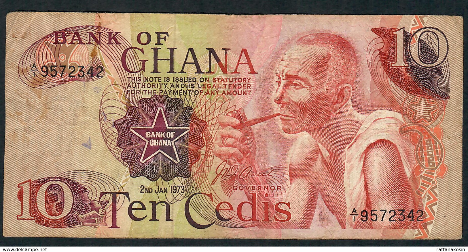 GHANA P16b 10 CEDIS 2.1.1973 FIRST FRACTION #A/1  FINE - Ghana