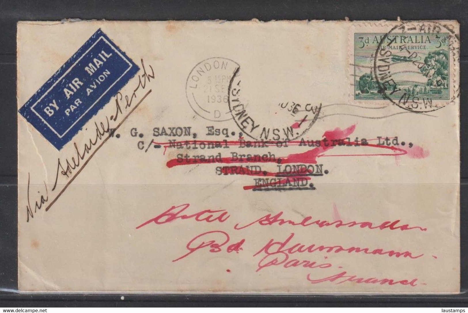 Australia 1936 Cover To France - Other & Unclassified