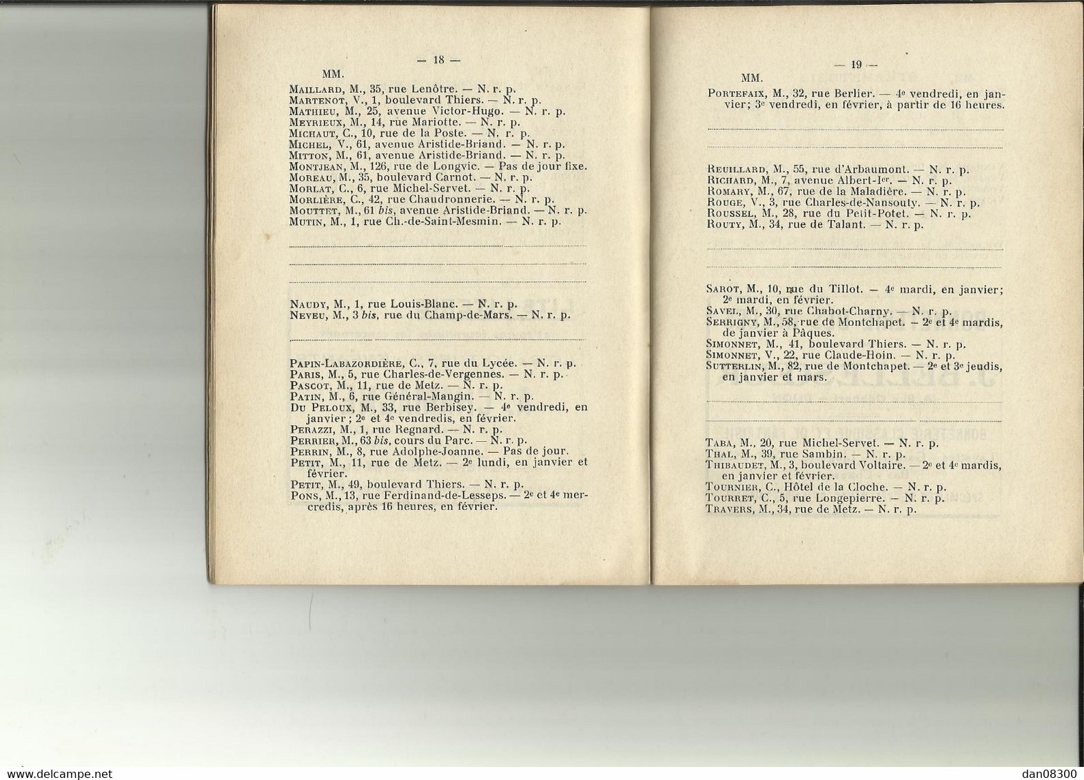 PLACE DE DIJON CARNET D'ADRESSE 1939 COORDONNEES DES OFFICERS D'ACTIVE DE RESERVE ET EN RETRAITE.