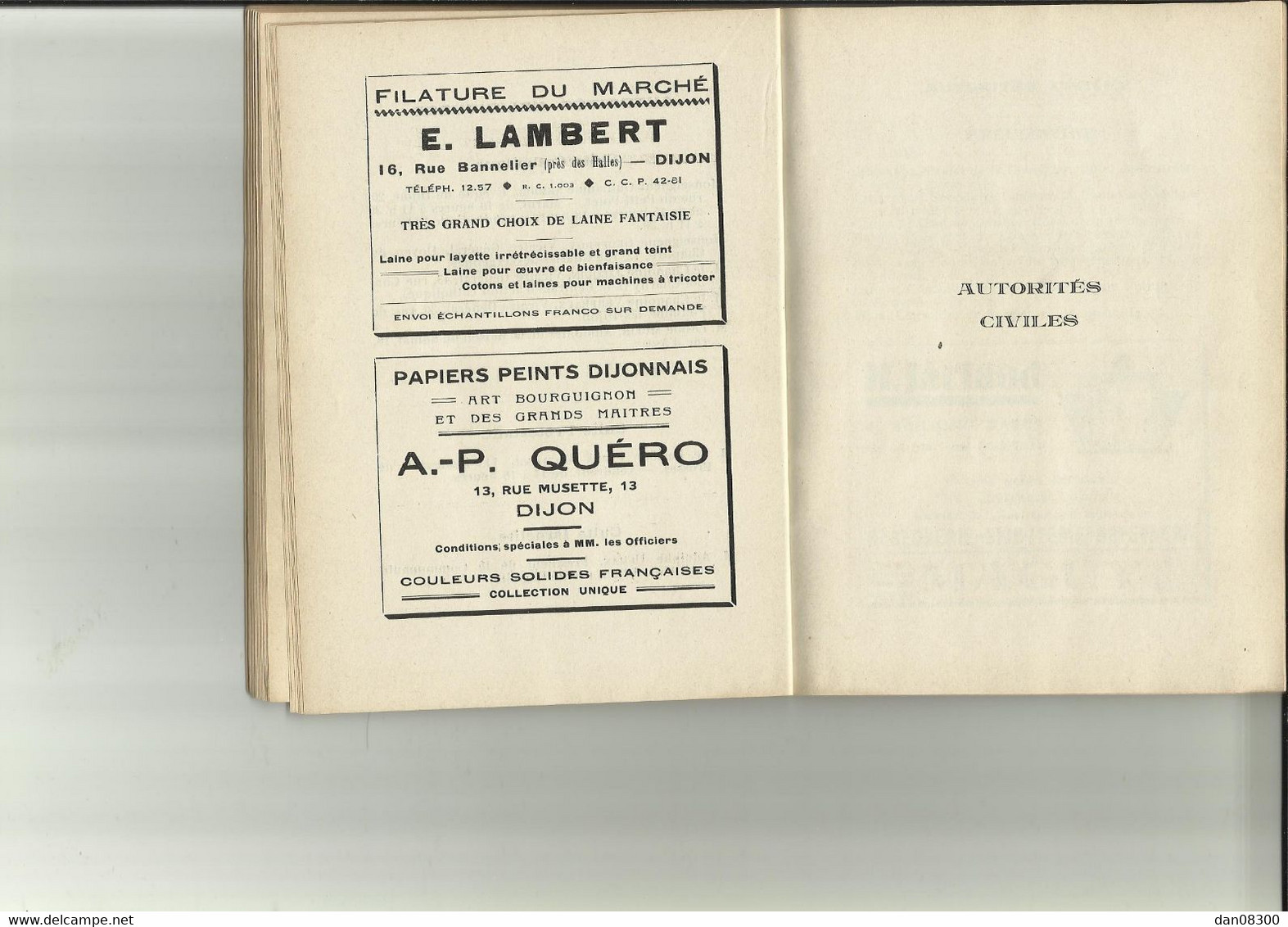 PLACE DE DIJON CARNET D'ADRESSE 1939 COORDONNEES DES OFFICERS D'ACTIVE DE RESERVE ET EN RETRAITE.