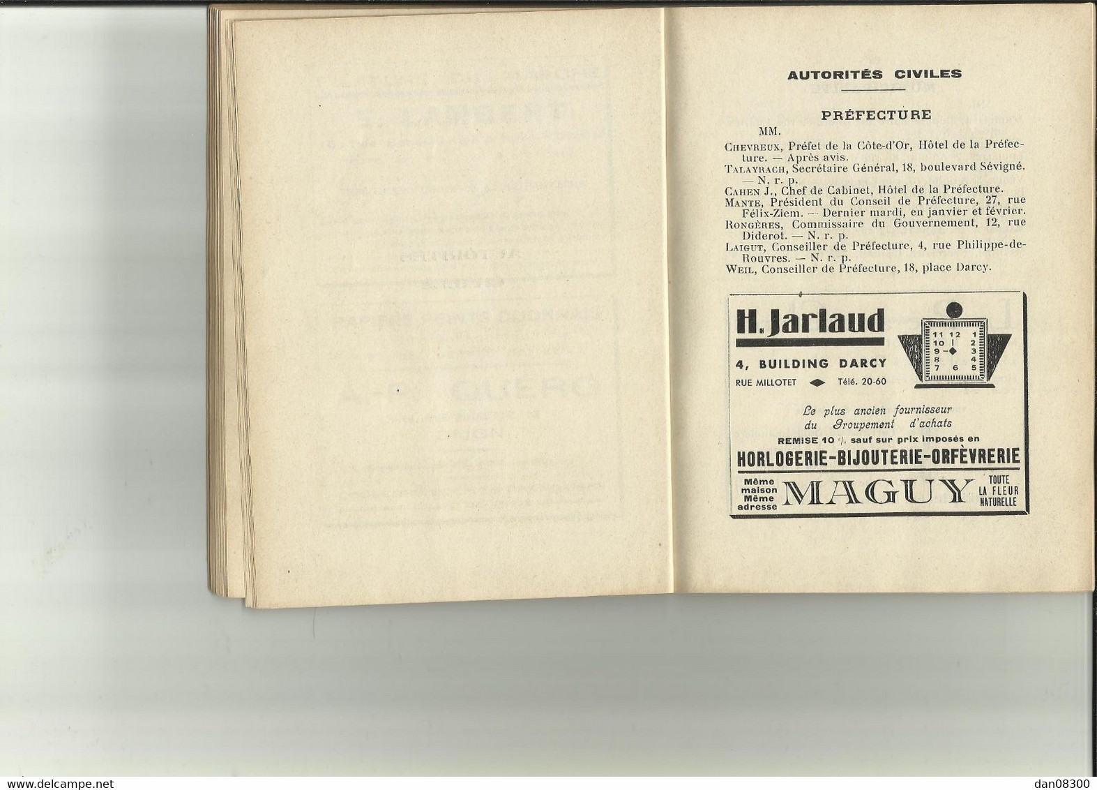 PLACE DE DIJON CARNET D'ADRESSE 1939 COORDONNEES DES OFFICERS D'ACTIVE DE RESERVE ET EN RETRAITE.