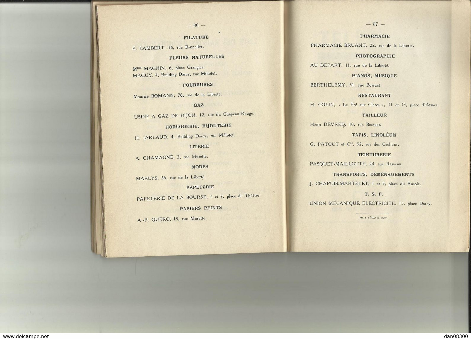 PLACE DE DIJON CARNET D'ADRESSE 1939 COORDONNEES DES OFFICERS D'ACTIVE DE RESERVE ET EN RETRAITE.