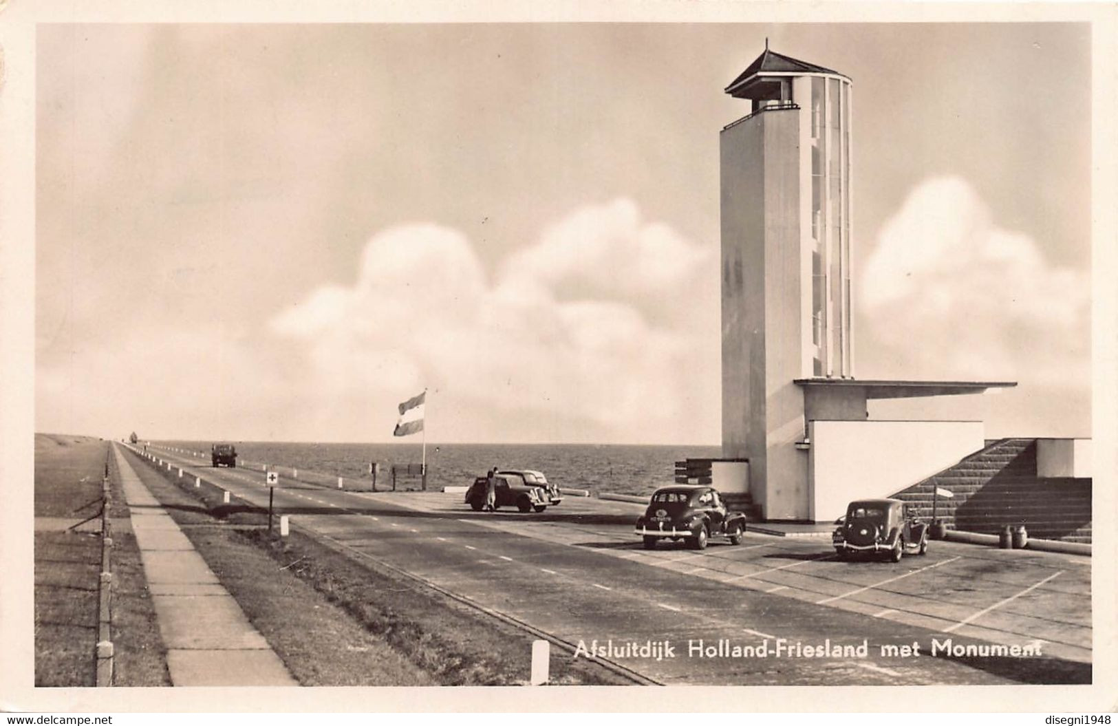 10210 "AFSLUITDIJK HOLLAND-FRIESLANS MET MONUMENT" AUTO. CART SPED 1955 - NOTIZIE - Den Oever (& Afsluitdijk)