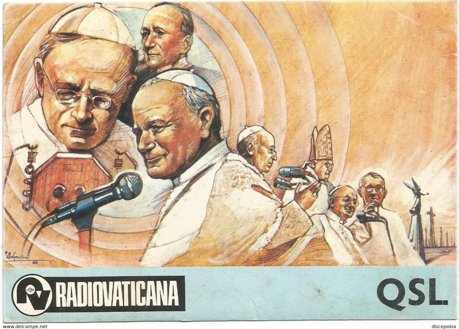 AA2939 Cartolina QSL - RV Radio Vaticana Radiovaticana - Illustrazione Illustration / Non Viaggiata - Radio