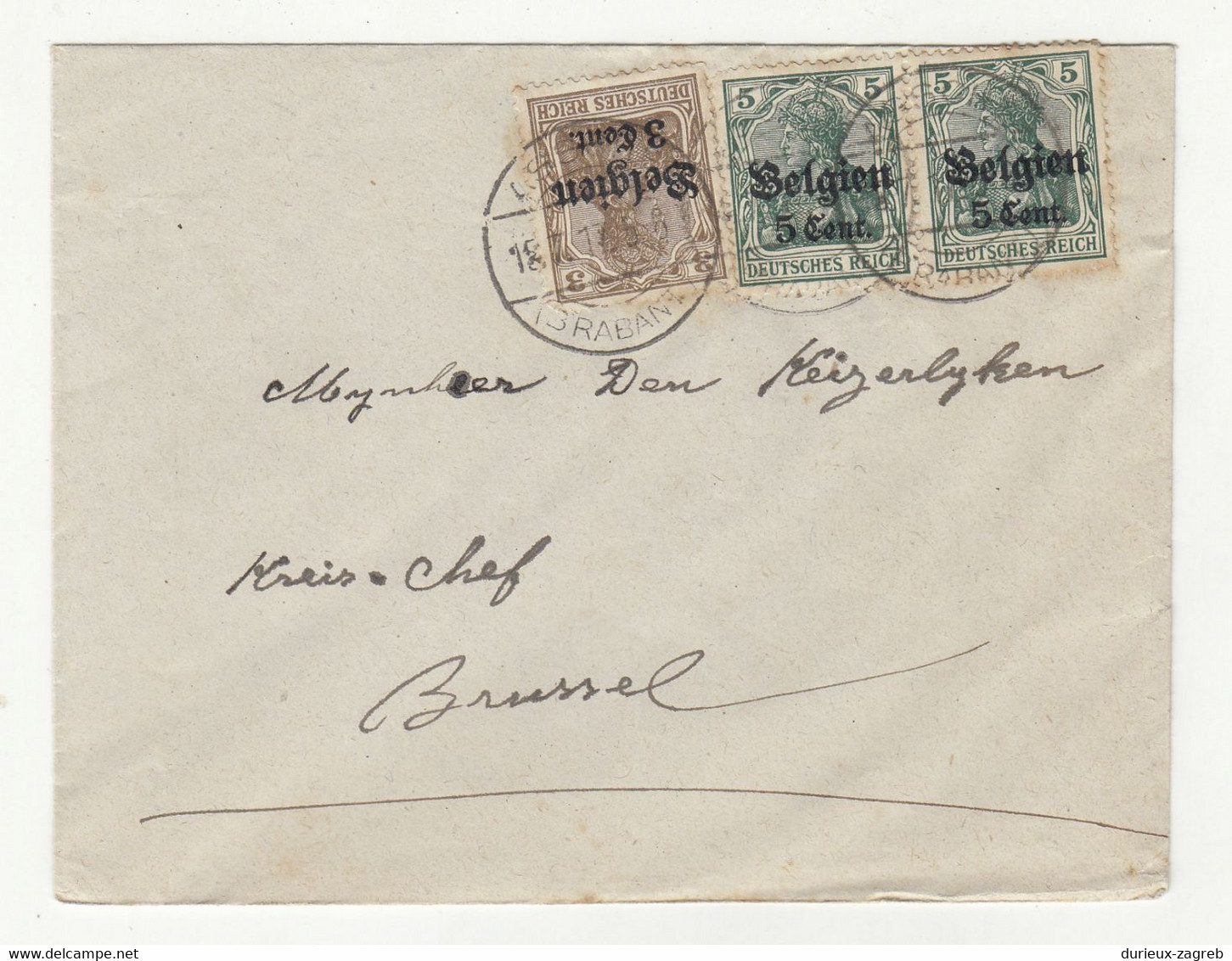 Germany WWI Belgium Occupation - 1 Postcard, 1 Letter Cover And 2 Letter Cover Cutouts B211015 - Besetzungen 1914-18