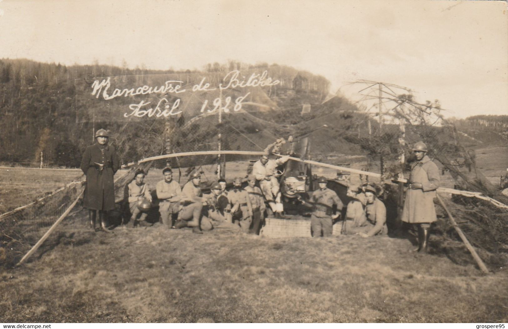 MANOEUVRE DE BITCHE AVRIL 1928 CARTE PHOTO ARTILLERIE CANON - Manoeuvres