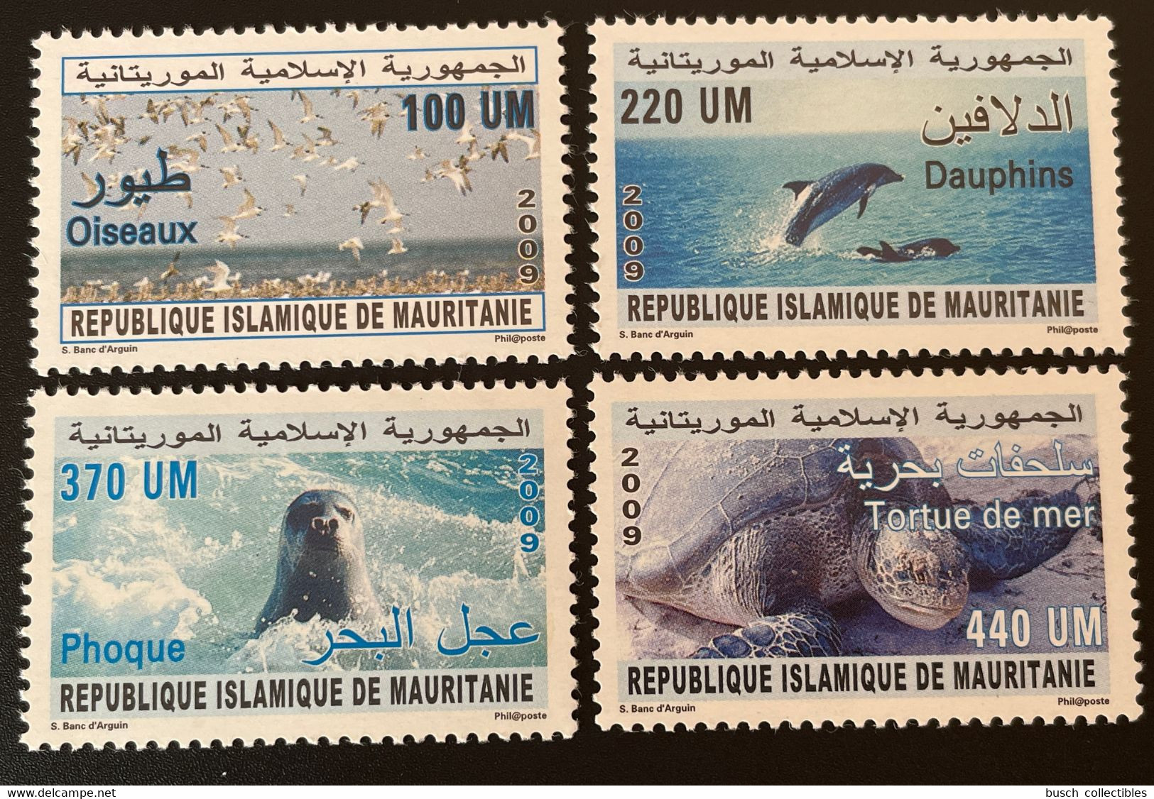 Mauritanie Mauretanien Mauritania 2009 Mi. 1178 - 1181 Dauphin Dolphin Oiseaux Birds Turtle Faune Marine Fauna MNH ** - Delfines
