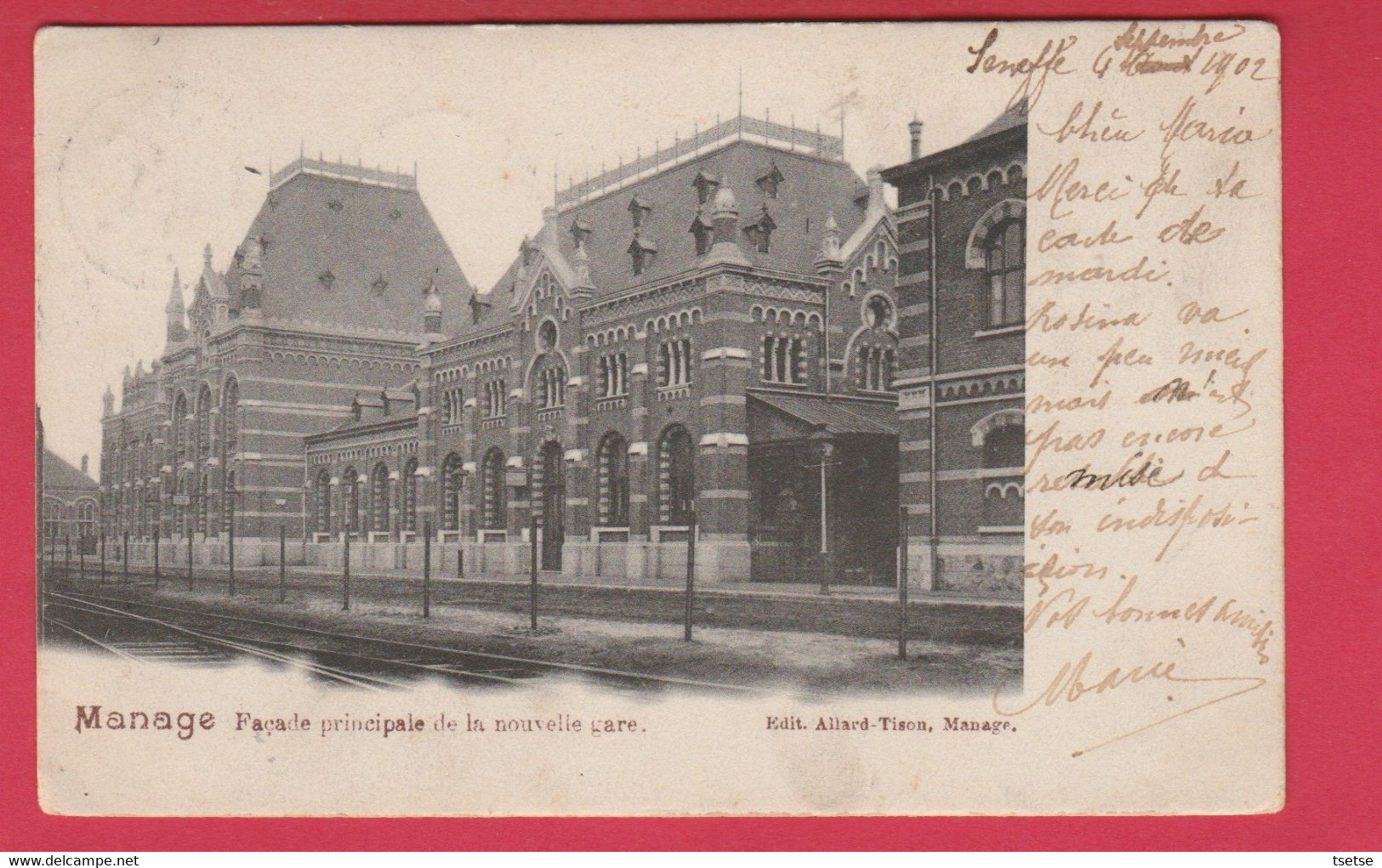 Manage - Façade Principale De La Nouvelle Gare - 1902 ( Voir Verso ) - Manage