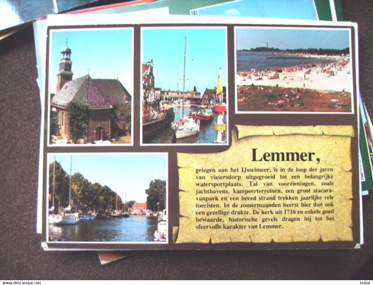 Nederland Holland Pays Bas Lemmer Met Strand Op Perkamentkaart - Lemmer