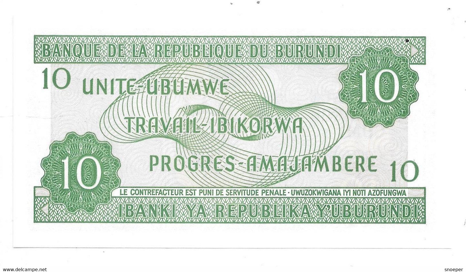 *burundi 10 Francs 2005 Km 33E  Unc - Burundi