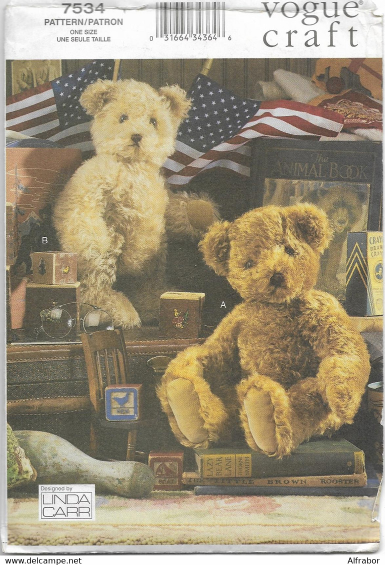 Vogue Craft Teddy Bears Pattern 7534 - No Anniversary Medaillion - Patron Ours En Peluche - Pas De Médaille Anniversaire - Ours