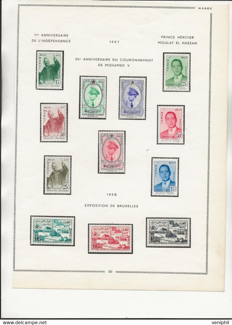 MAROC - N° 374 A 385 NEUF CHARNIERE - ANNEE 1957 A 1958 - COTE : 27,50 € - Morocco (1956-...)