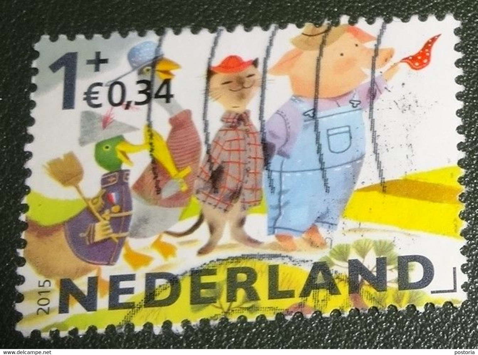 Nederland - NVPH - 3362 F - 2015 - Gebruikt - Cancelled - Kinderzegels - Kind - Eend - Gans - Kat - Varken - Oblitérés