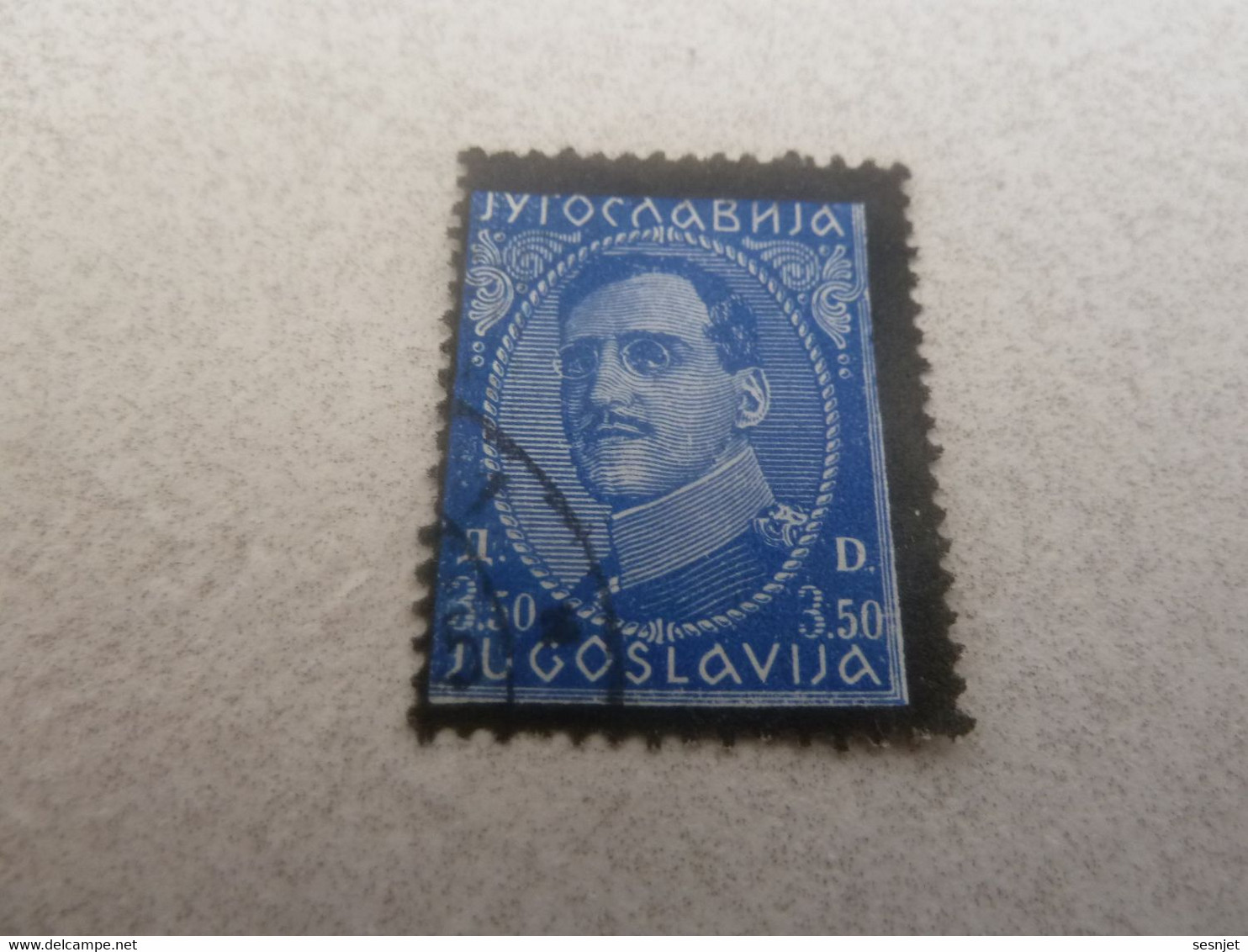 Jyrocnabnja - Yugoslavija - Roi Alexandre Cadré Noir - Val 3.50 D - Bleu - Oblitéré - Année 1933 - - Used Stamps