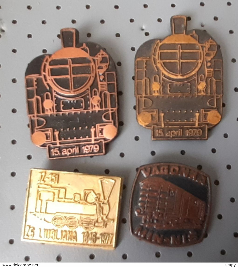 Locomotive Train Railway Yugoslavia 4 Different Pins - Transportation