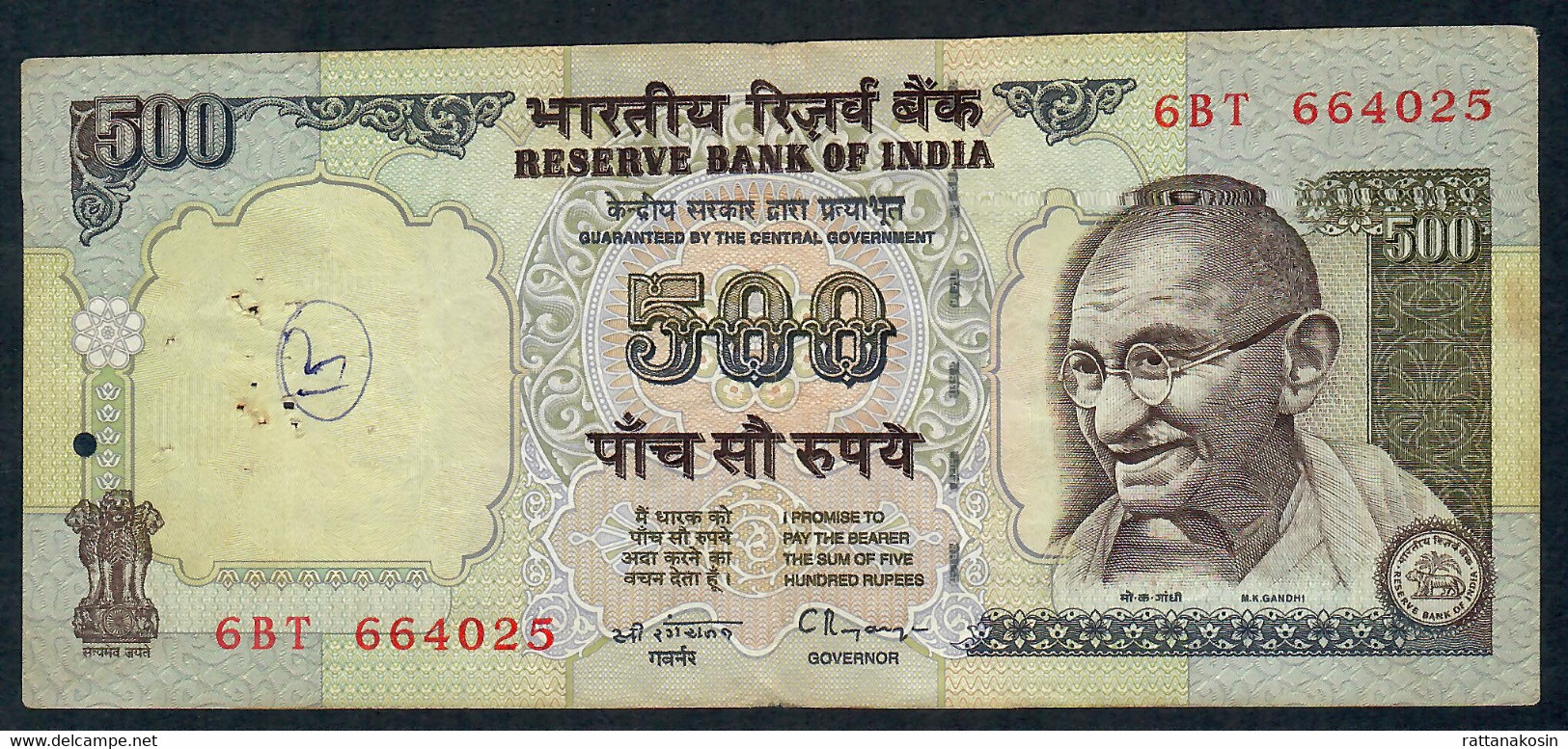 INDIA P92a 500 RUPEES 1997 #6BT Signature 17 FINE Writings - Inde