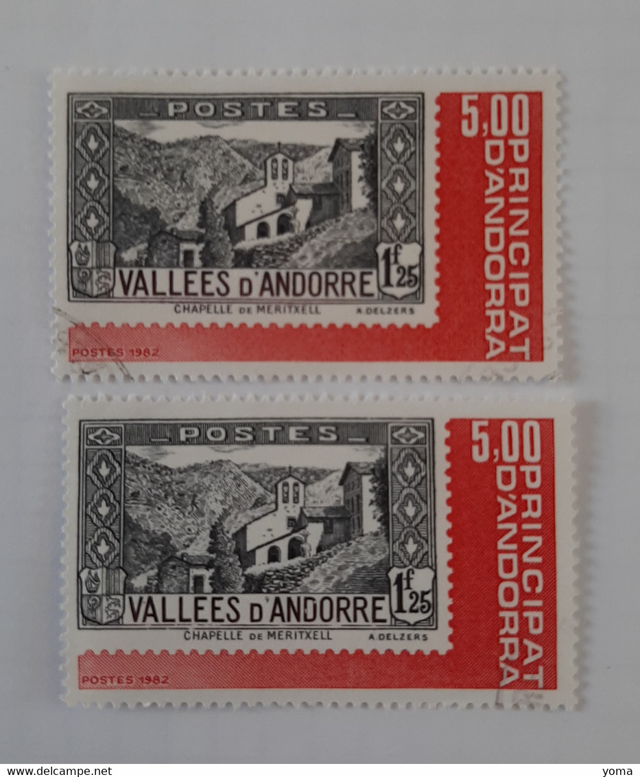 N° 304       Exposition Officielle Des Timbres Poste Andorrans 1982  -  2 Exemplaires - Usati