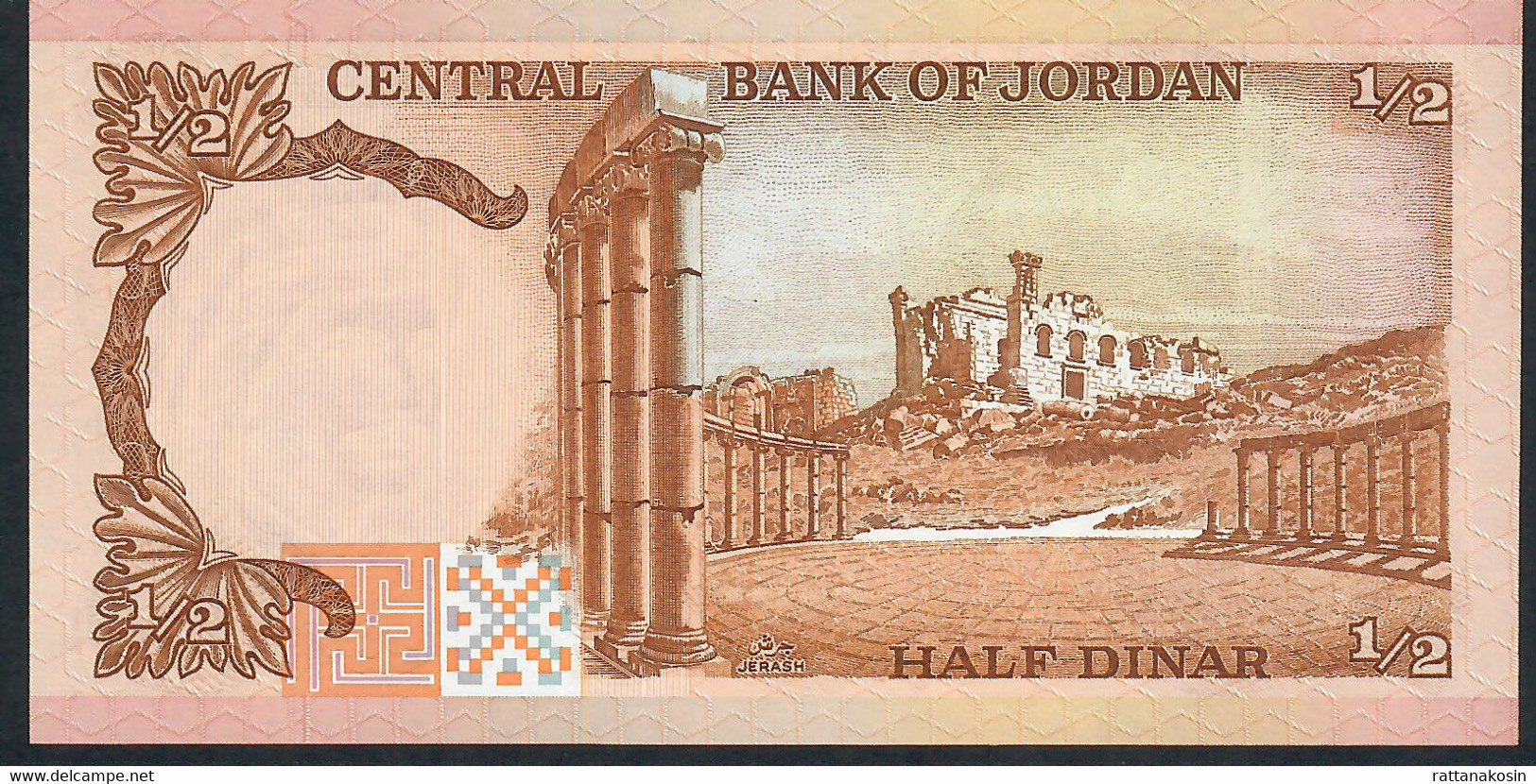 JORDAN P17  1/2  DINAR (1975) Signature 18 UNC. - Jordan