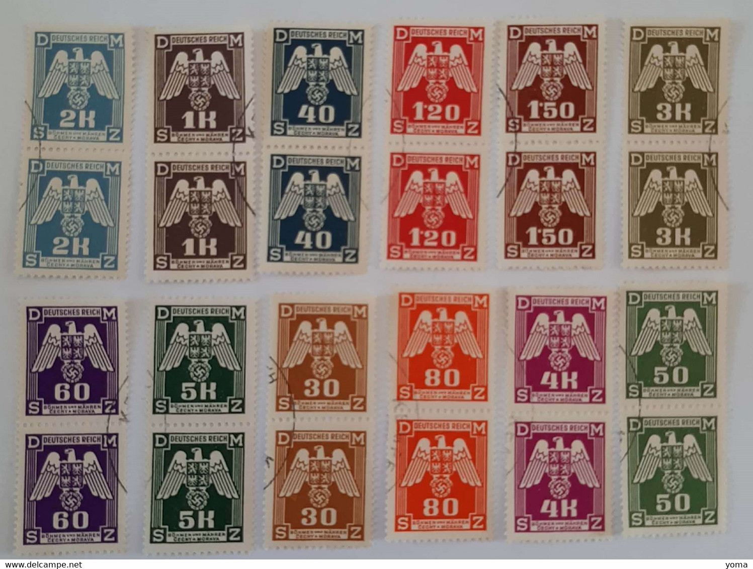 Service N° 13 à 24       Aigle Et Armoiries  - 12 Valeurs En Paire Oblitérés - Used Stamps