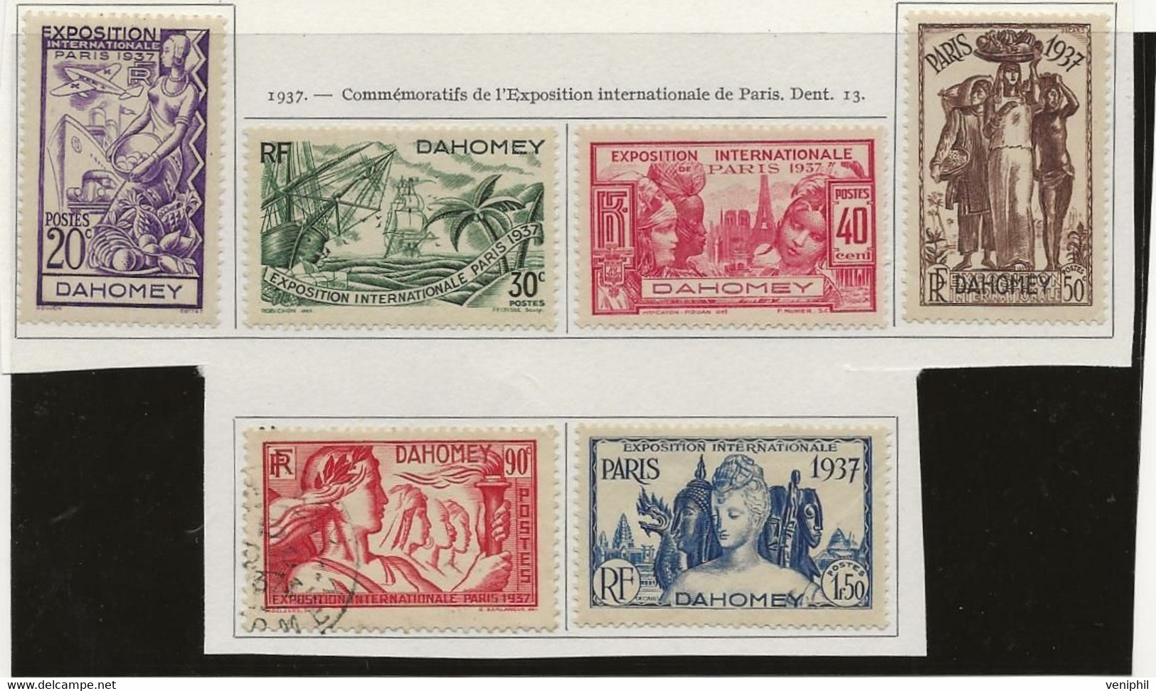 DAHOMEY N° 103 A 108 NEUF CHARNIERE SAUF 107 OBLITERE ANNEE 1937 - COTE :14,50 € - Unused Stamps