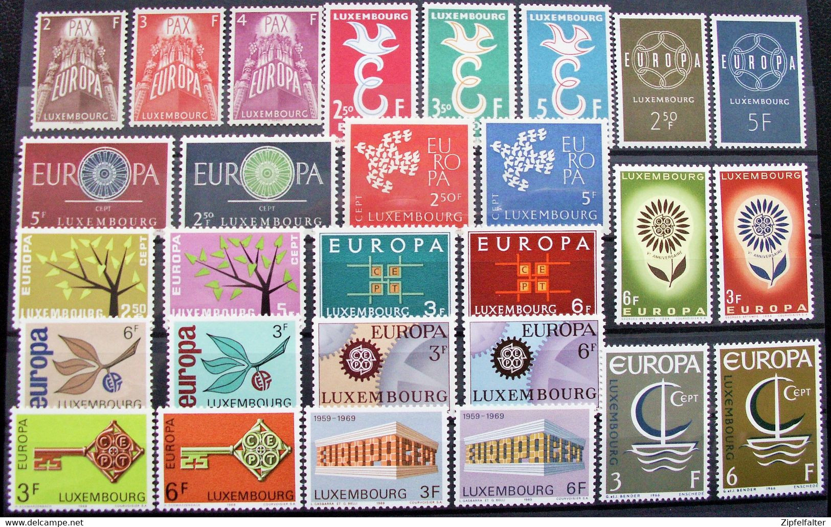 Sammlung Luxemburg komplette Europa-Cept Marken von 1956 bis 1992 ** postfrisch. Siehe alle 14 Bilder.