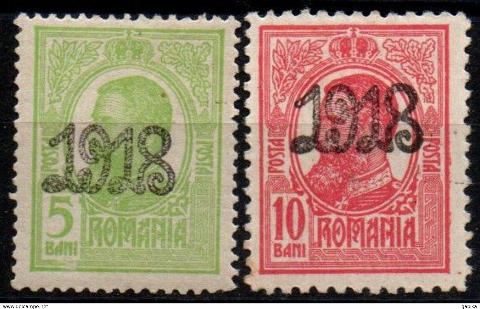 Romania 1918, Scott 241 242, MNH, Overprint, King Charles / Carol - Nuovi