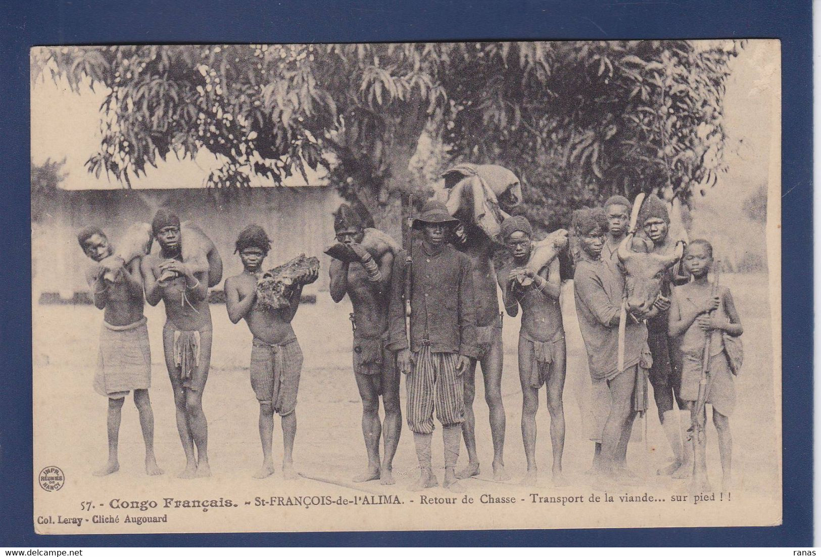 CPA Congo Français Afrique Noire écrite Type Ethnic Chasse Chasseur - Congo Français