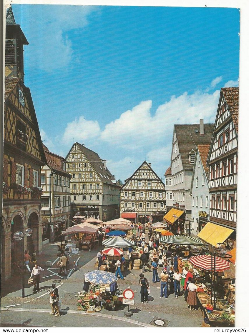 CPM, Allemagne , N°1540 , Waiblingen An Der Rems , Wochenmarktplatz , Ed. A.L.T.  1991 - Waiblingen