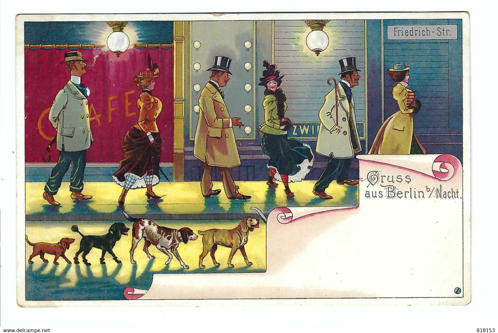 Gruss Aus Berlin B/Nacht   Friedrich-Str.  Litho - Friedrichshain