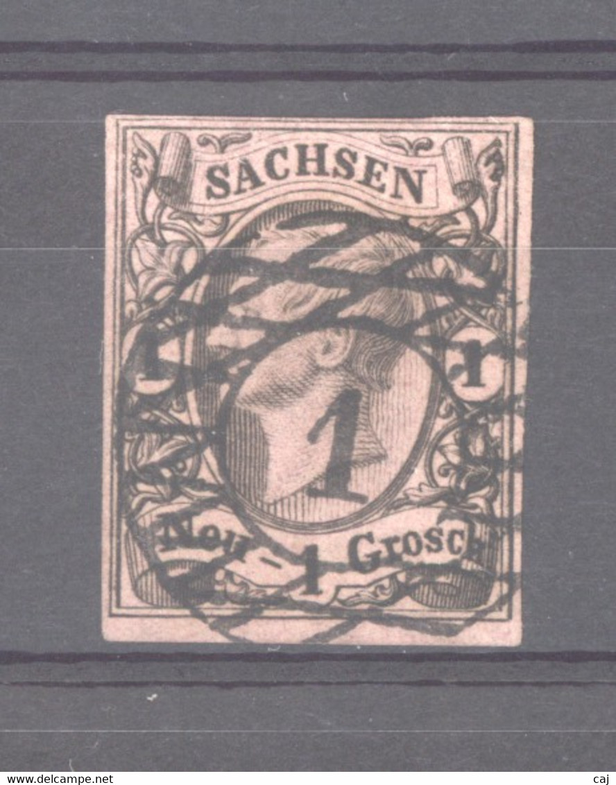 Allemagne  -  Saxe  :  Mi  9 C  (o)   Hellrotbraun ,  Double Signature - Sachsen