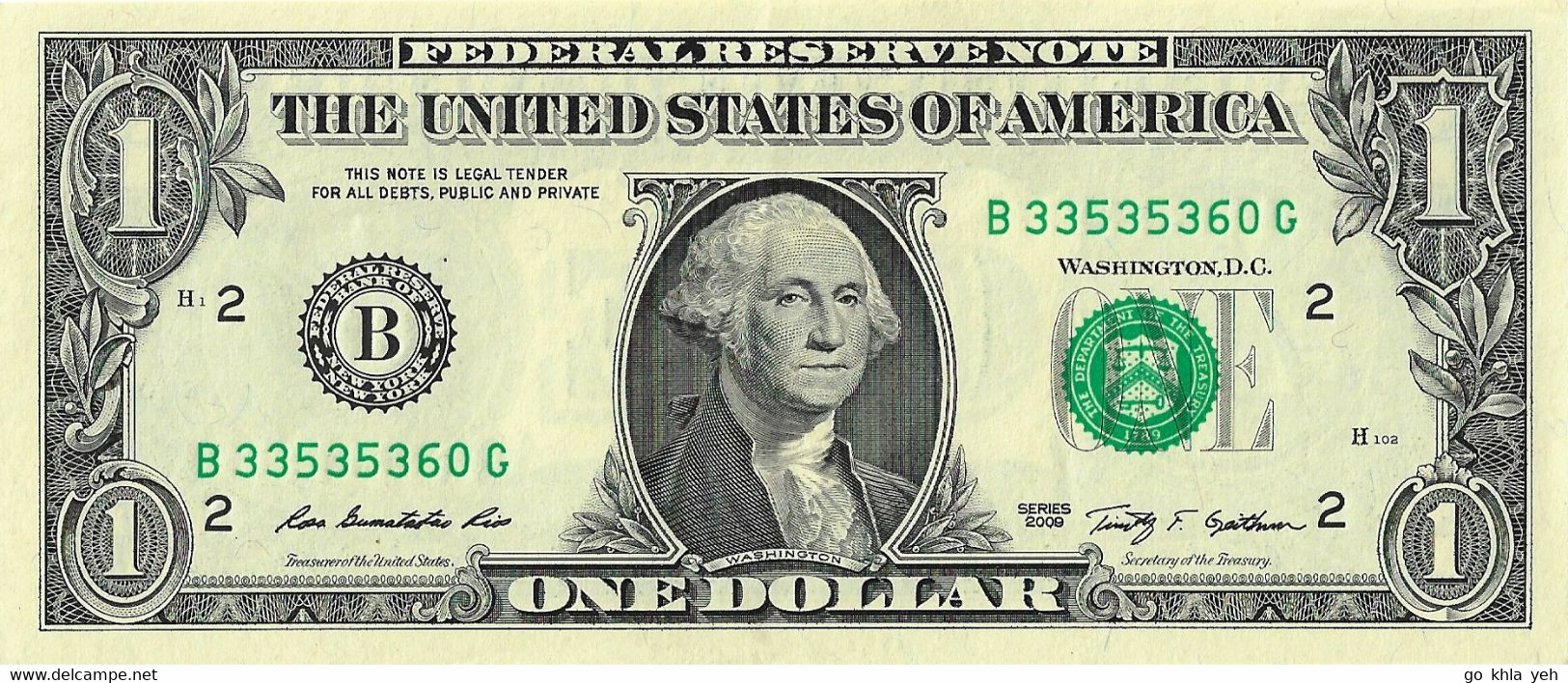ETATS-UNIS 2009 1 Dollar - P530-B2 New York Neuf UNC - Biljetten Van De  Federal Reserve (1928-...)