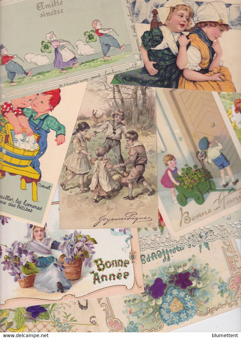 Lot N°3002 De 10 CPA Fantaisies Dont Enfants Et Gaufrés Embossed Déstockage Pour Revendeurs Ou Collectionneurs - 5 - 99 Postcards