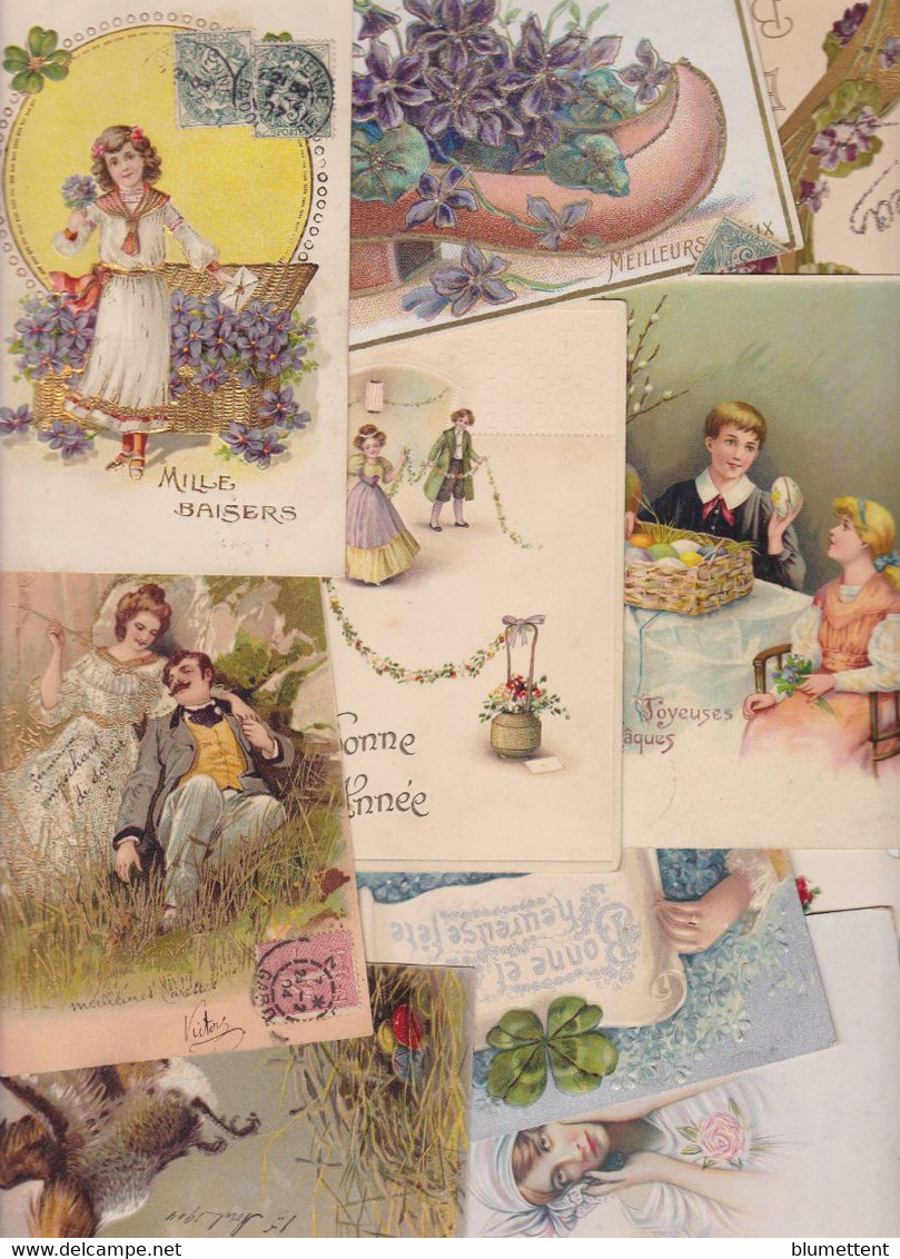 Lot N°3003 De 10 CPA Fantaisies Dont Enfants Et Gaufrés Embossed Déstockage Pour Revendeurs Ou Collectionneurs - 5 - 99 Postkaarten