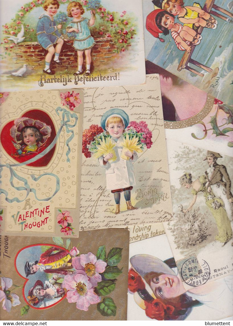 Lot N°3005 De 10 CPA Fantaisies Dont Enfants Et Gaufrés Embossed Déstockage Pour Revendeurs Ou Collectionneurs - 5 - 99 Postcards