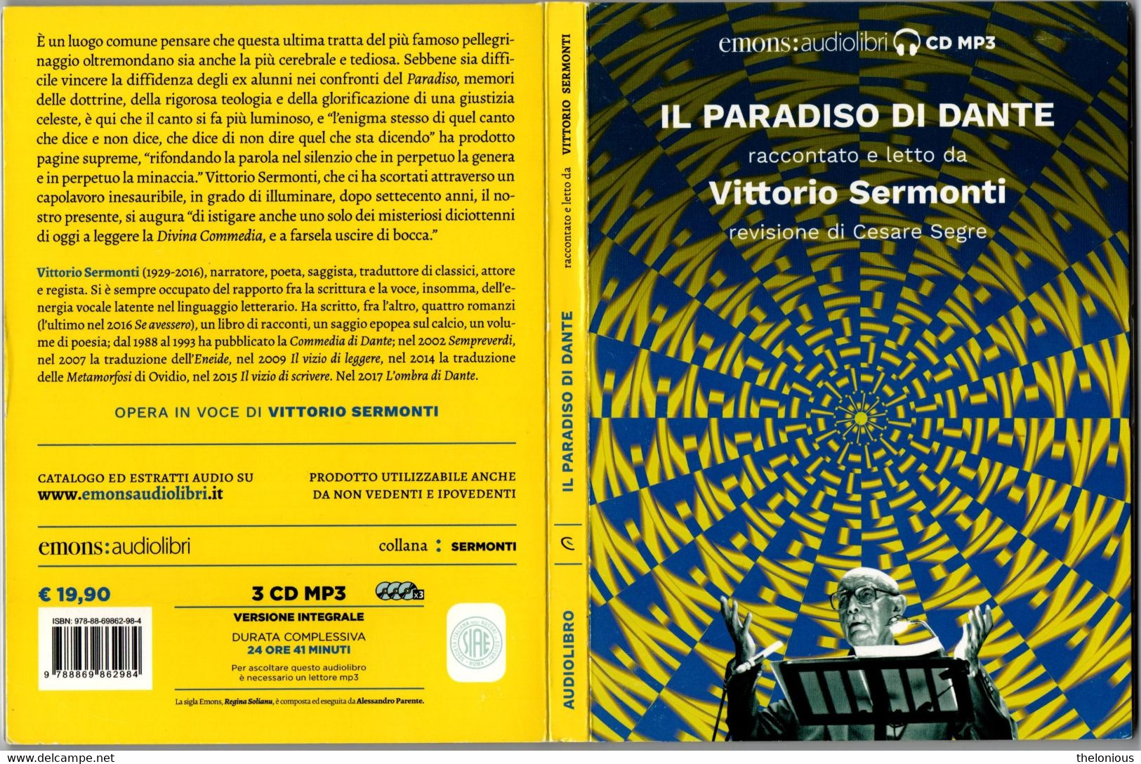 # Audiolibro: Il Paradiso Di Dante Raccontato E Letto Da Vittorio Sermonti, 3 CD MP3 - Ciencia Ficción Y Fantasía