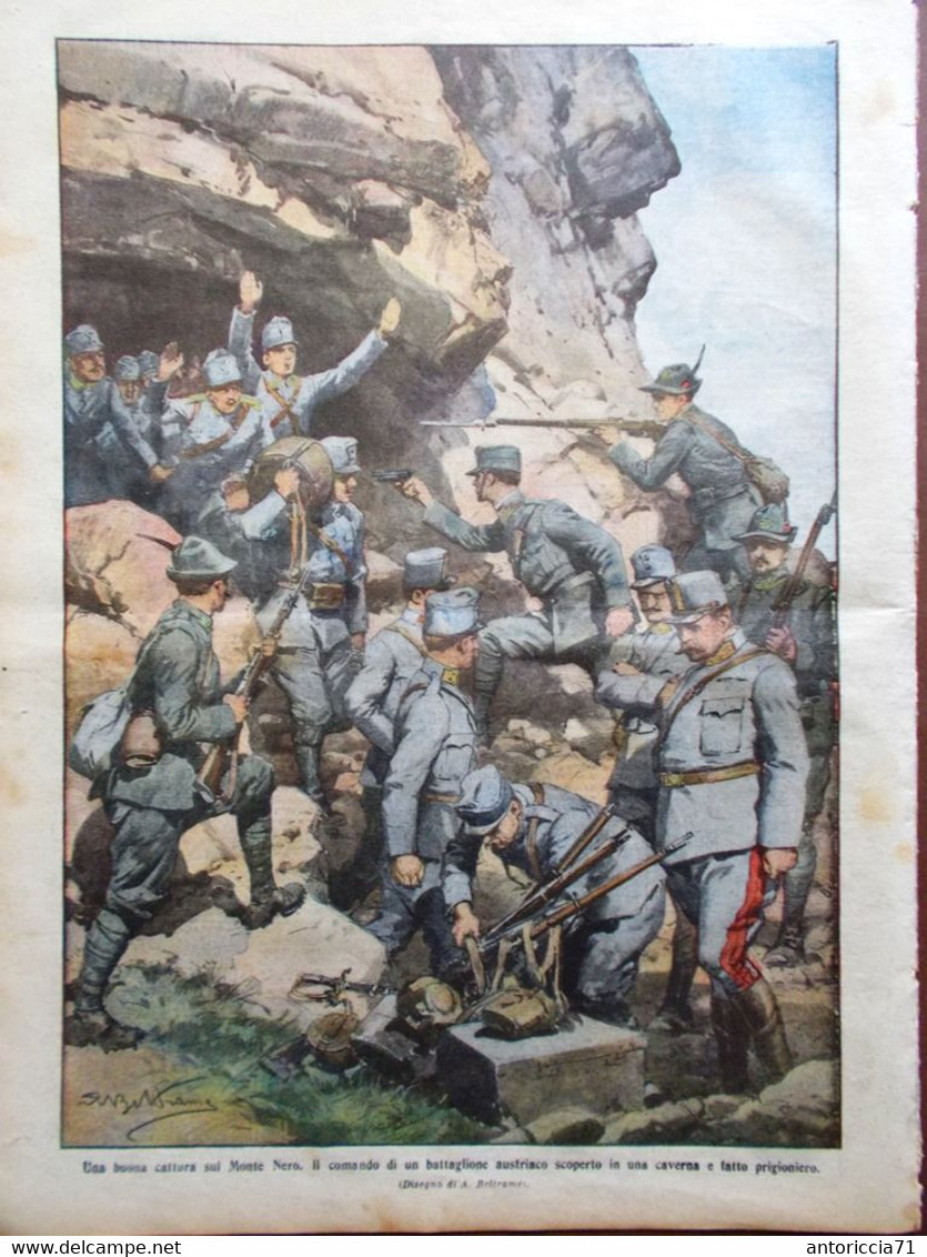 La Domenica Del Corriere 1 Agosto 1915 WW1 Cadorna Adamello Vesuvio Nero Carso - Guerre 1914-18